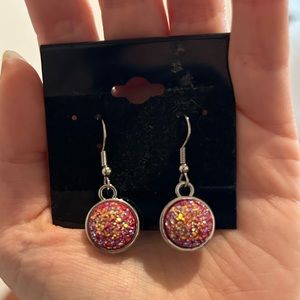 Pink sparkle earrings